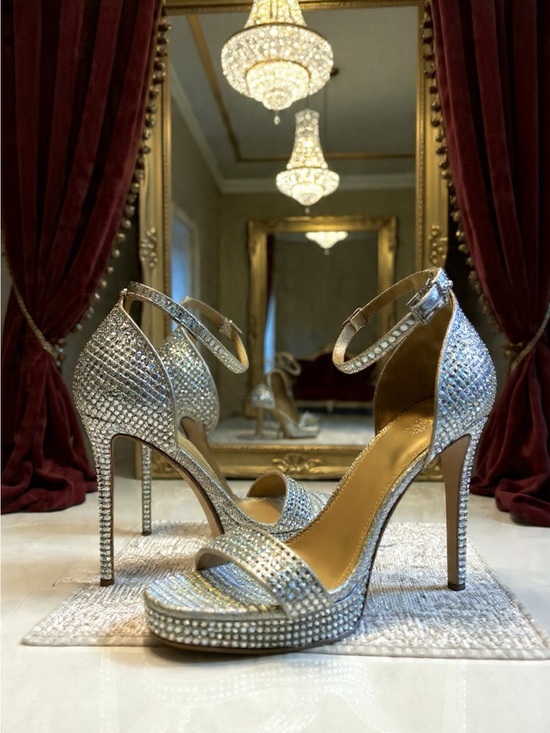 Michael Kors Shoes - Michael Kors Silver Crystal Embellished Stiletto Sandals